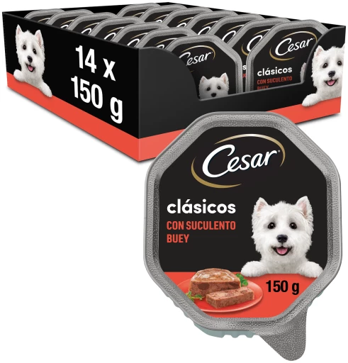 Pack 14 Cesar Comida Húmeda Para Perros Sabor Buey En Paté Tarrina 3 Pack 14 Cesar Comida Húmeda Para Perros Sabor Buey En Paté Tarrina