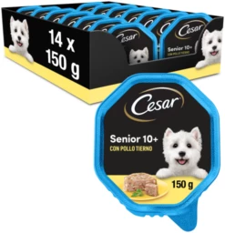 Pack 14 Cesar Comida Húmeda Para Perros Senior En Paté Con Pollo Y Arroz Tarrina