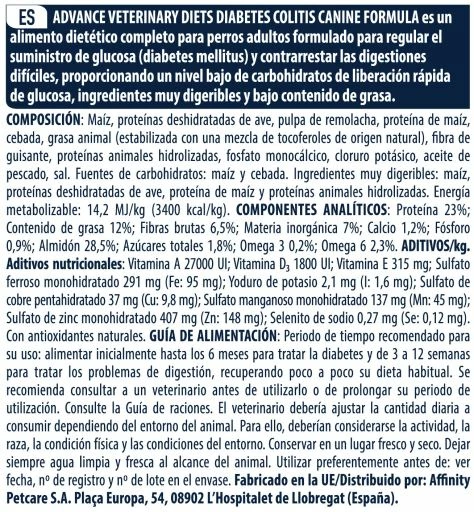 Advance Pienso Diabetes Y Colitis Para Perro Adulto 11 Advance Pienso Diabetes Y Colitis Para Perro Adulto - Imagen 9