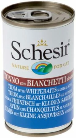Pack 24 Schesir Comida Húmeda De Atún Con Anchovetas Pequeñas Para Gatos