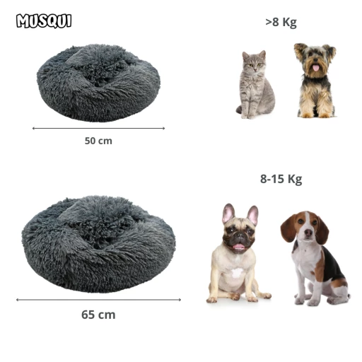 Musqui Cama Redonda Relax Gris Oscuro Para Perros Y Gatos 5 Musqui Cama Redonda Relax Gris Oscuro Para Perros Y Gatos - Imagen 3