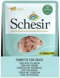 Pack 20 Schesir Comida Húmeda De Atún Con Dorada En Caldo Para Gatos -Suministros De Mascotas Ventas 2024 atun con dorada en caldo parea perros 3 g