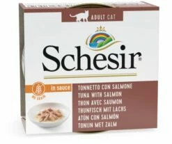 Pack 14 Schesir Comida Húmeda De Atún Con Salmón En Salsa Natural