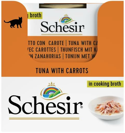 Pack 14 Schesir Comida Húmeda De Atún Con Zanahoria En Caldo Para Gatos 6 Pack 14 Schesir Comida Húmeda De Atún Con Zanahoria En Caldo Para Gatos - Imagen 4