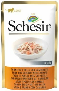 Pack 20 Schesir Comida Húmeda De Atún Y Pollo Con Gambas