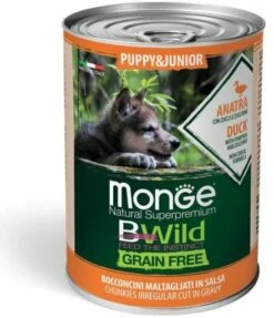 Pack 6 Monge Grain Free Puppy Trozos En Salsa Pato Con Calabaza Y Calabacín