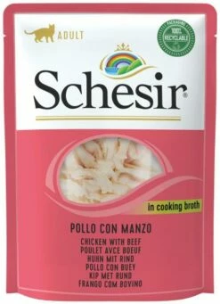 Pack 20 Schesir Comida Húmeda De Pollo Con Ternera Para Gatos
