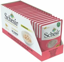 Pack 20 Schesir Comida Húmeda De Pollo Con Ternera Para Gatos -Suministros De Mascotas Ventas 2024 pollo con ternera en gelatina 4 g