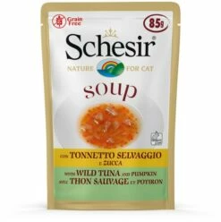 Pack 20 Schesir Comida Húmeda Sopa De Atún Salvaje Y Calabaza Para Gatos